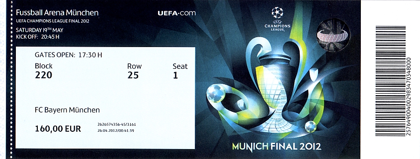 Karte Champions League Endspiel 2012