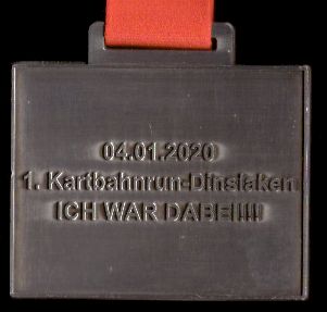 1. Kartbahn Marathon Dinslaken 2020 - Finisher Medaille