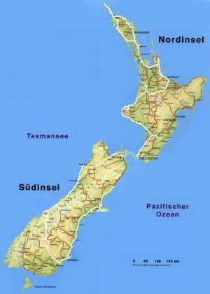 Reiseroute Neuseeland 2001/2002